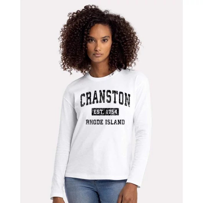 Cranston Rhode Island Ri Vintage Established Sports Design Womens Cotton Relaxed Long Sleeve T-Shirt