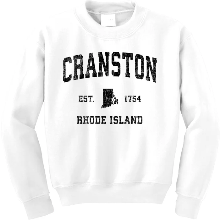 Cranston Rhode Island Ri Vintage Established Sports Design Print Kids Sweatshirt