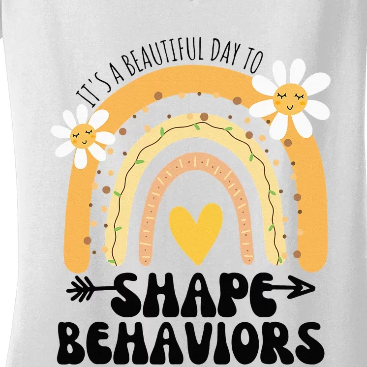 Cute Rainbow It's A Beautiful Day To Shape Behaviors Women's V-Neck T-Shirt