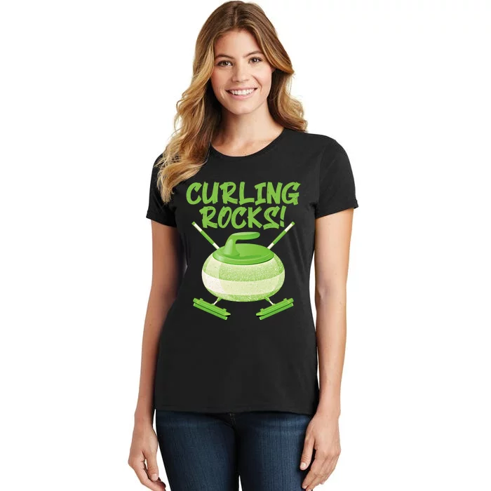 Curling Rocks! Ice Athlete Curler Curling Outfit Curling Gift Women's T-Shirt