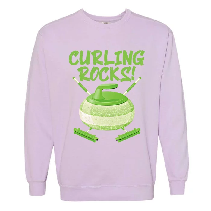 Curling Rocks! Ice Athlete Curler Curling Outfit Curling Gift Garment-Dyed Sweatshirt