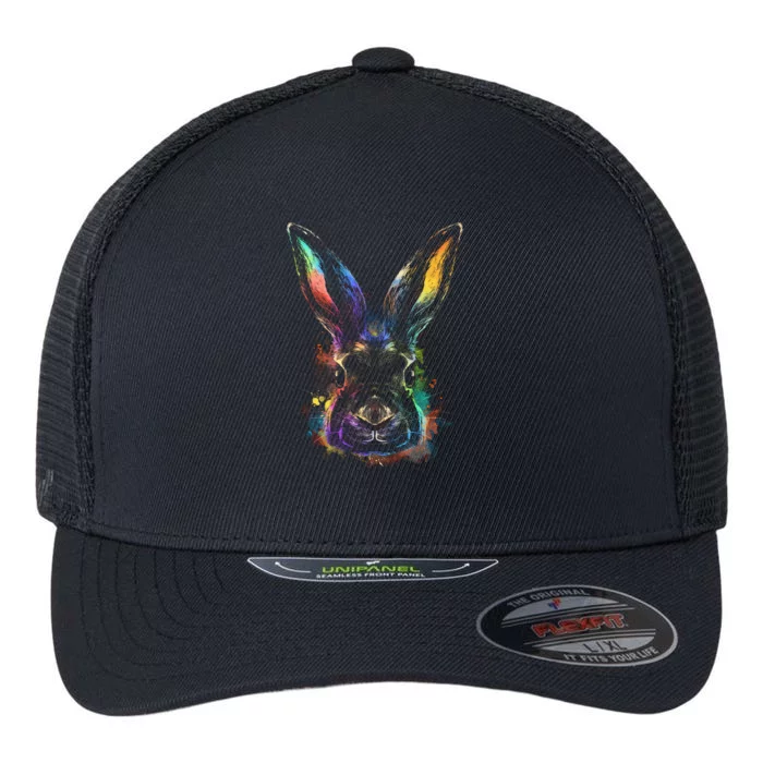 Colorful Rabbit Illustration Flexfit Unipanel Trucker Cap