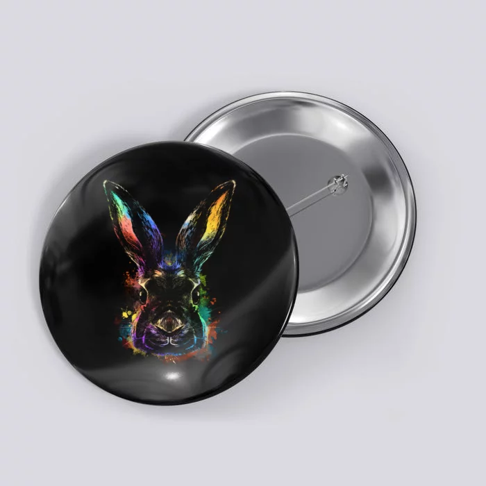 Colorful Rabbit Illustration Button