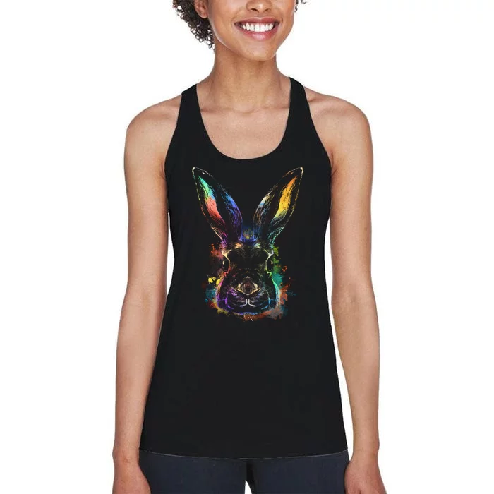 Colorful Rabbit Illustration Women's Racerback Tank