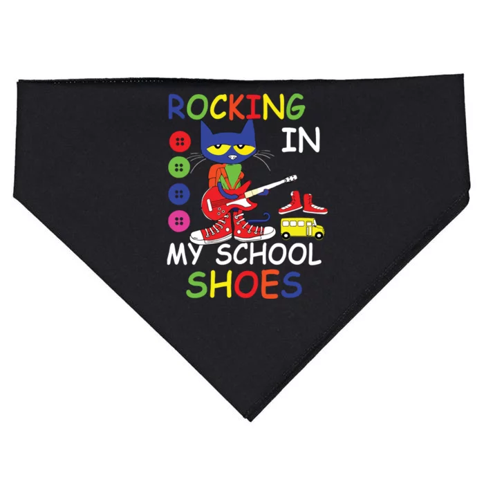 Cat Rocking In My School Shoes Back To School For Kids USA-Made Doggie Bandana