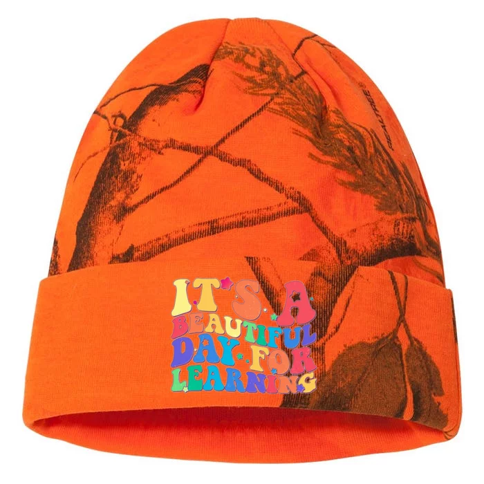 Colorful Retro It's A Beautiful Day For Learning Kati - 12in Camo Beanie