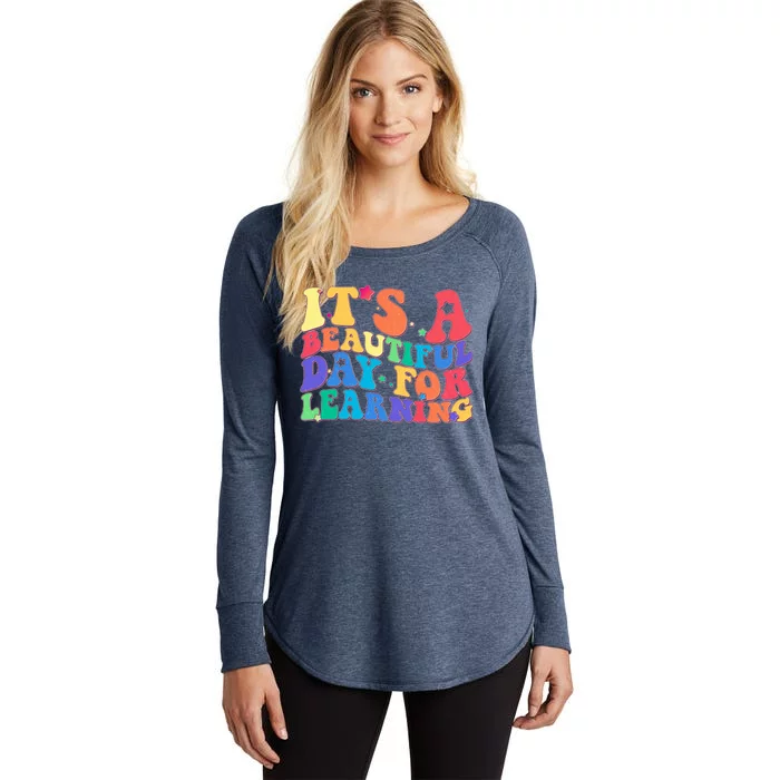 Colorful Retro It's A Beautiful Day For Learning Women's Perfect Tri Tunic Long Sleeve Shirt