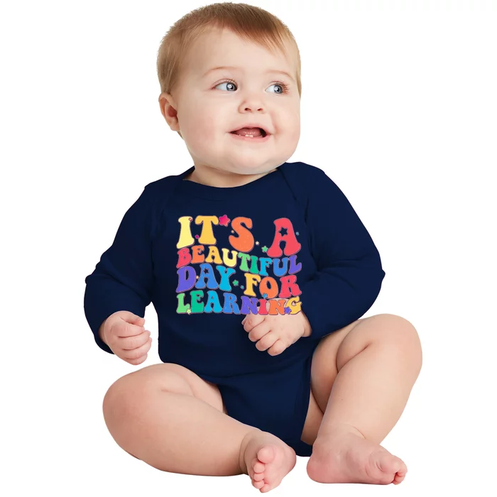 Colorful Retro It's A Beautiful Day For Learning Baby Long Sleeve Bodysuit