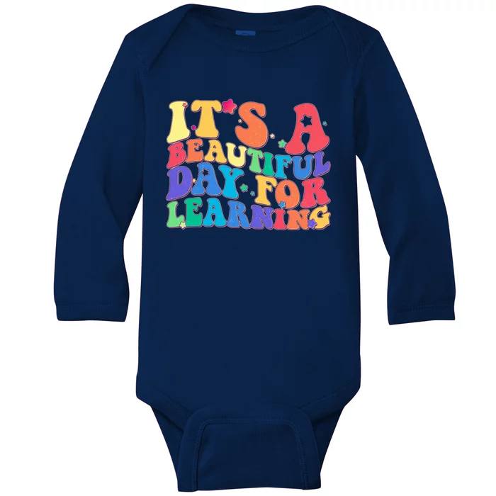 Colorful Retro It's A Beautiful Day For Learning Baby Long Sleeve Bodysuit