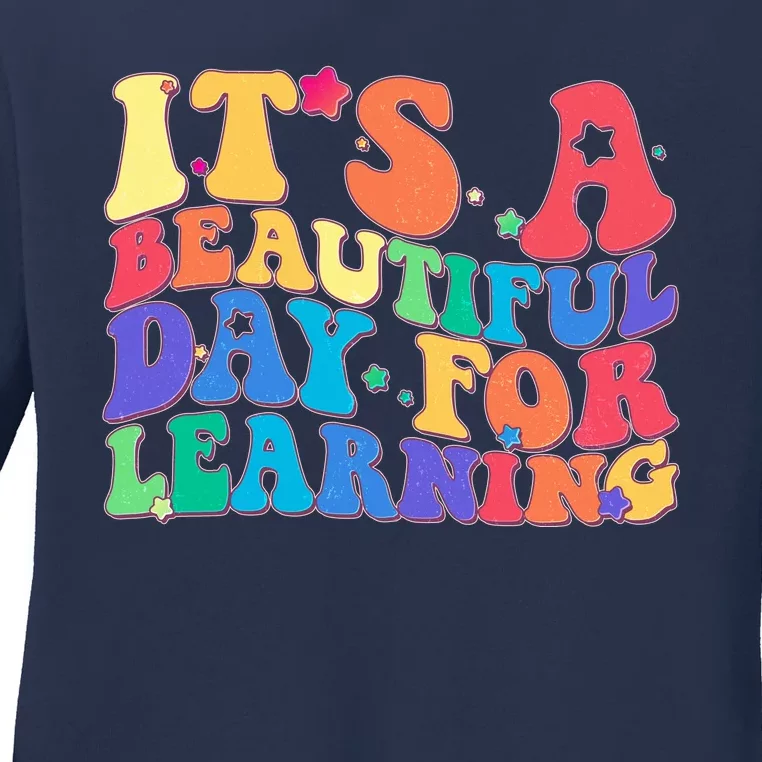 Colorful Retro It's A Beautiful Day For Learning Ladies Long Sleeve Shirt