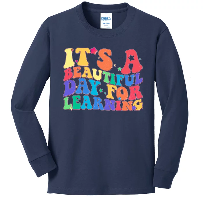 Colorful Retro It's A Beautiful Day For Learning Kids Long Sleeve Shirt