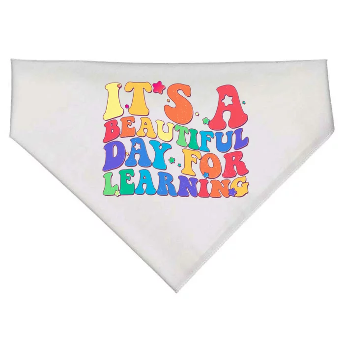 Colorful Retro It's A Beautiful Day For Learning USA-Made Doggie Bandana