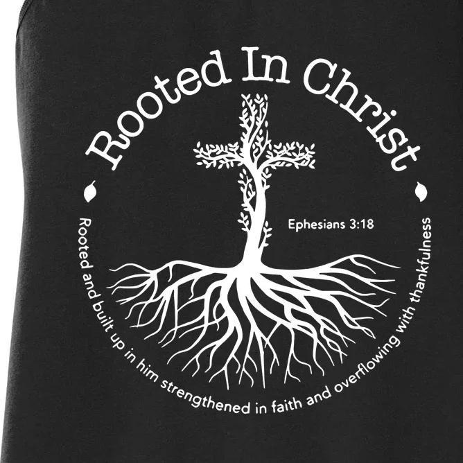 Christian Rooted In Christ Jesus Cross Pray Bible Verse Women's Racerback Tank