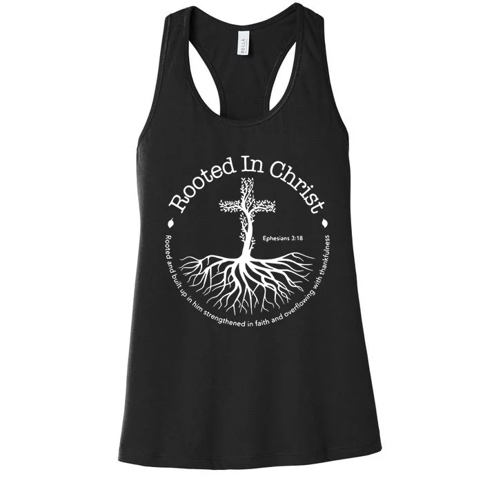 Christian Rooted In Christ Jesus Cross Pray Bible Verse Women's Racerback Tank