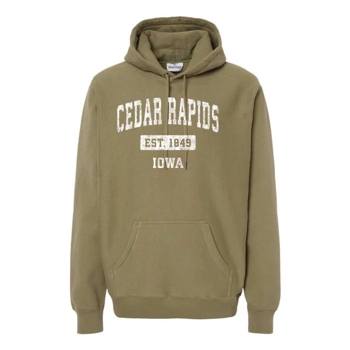 Cedar Rapids Iowa Ia Vintage Sports Premium Hoodie