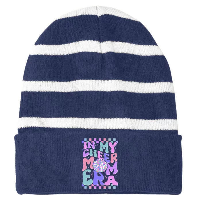 Cute Retro In My Cheer Mom Era Striped Beanie with Solid Band