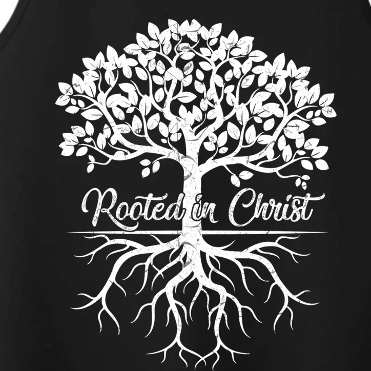 Cool Rooted In Chriscute Gift Christian Faith Gift Bible Verse Funny Gift Performance Tank