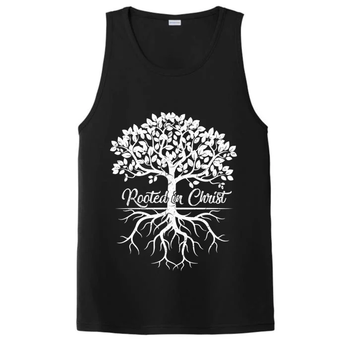 Cool Rooted In Chriscute Gift Christian Faith Gift Bible Verse Funny Gift Performance Tank