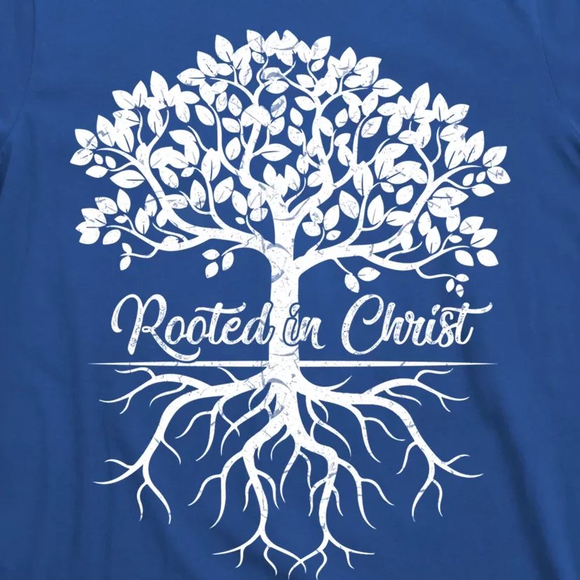 Cool Rooted In Chriscute Gift Christian Faith Gift Bible Verse Funny Gift T-Shirt