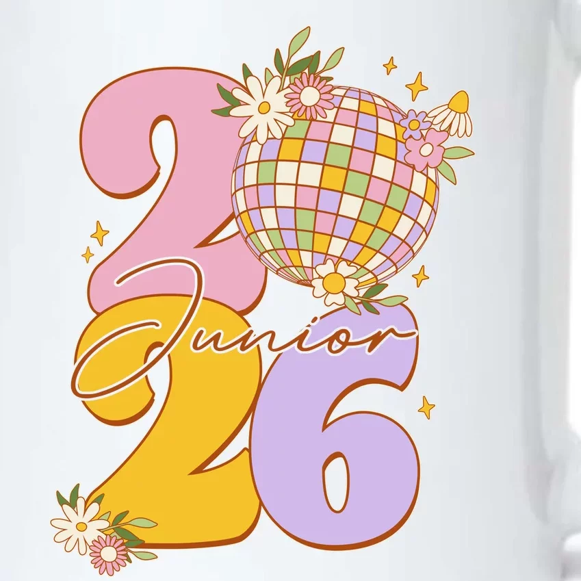 Cute Retro Junior 2026 Disco Ball Flowers Black Color Changing Mug