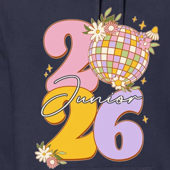 Cute Retro Junior 2026 Disco Ball Flowers Premium Hoodie