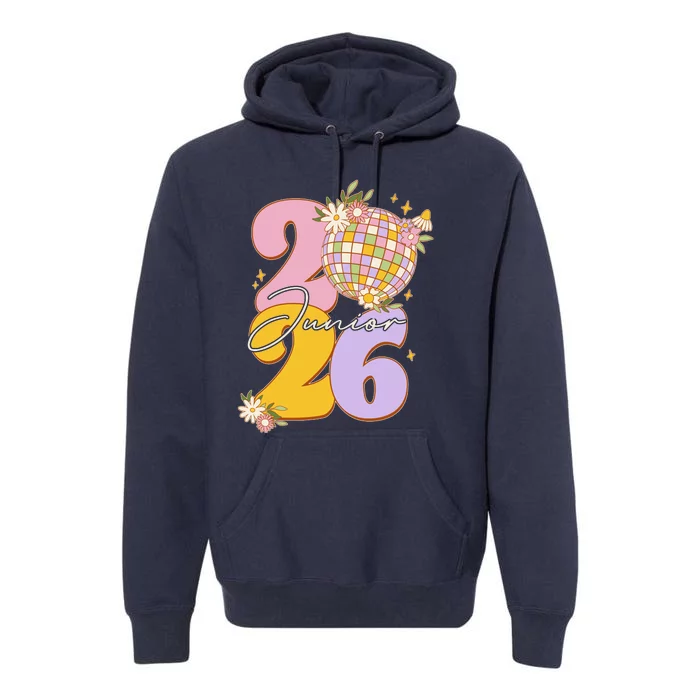 Cute Retro Junior 2026 Disco Ball Flowers Premium Hoodie