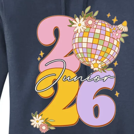 Cute Retro Junior 2026 Disco Ball Flowers Women's Pullover Hoodie