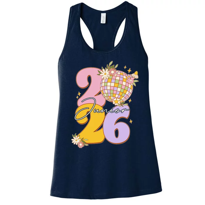 Cute Retro Junior 2026 Disco Ball Flowers Women's Racerback Tank