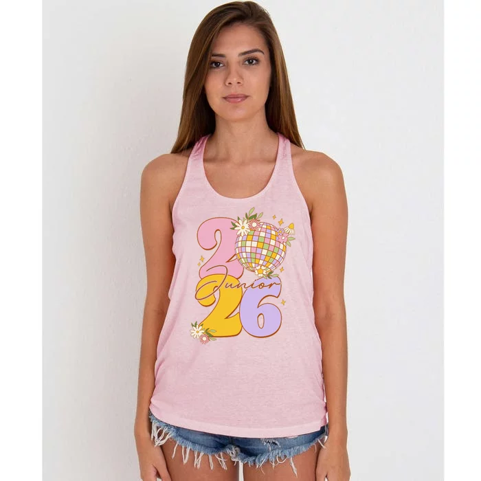 Cute Retro Junior 2026 Disco Ball Flowers Women's Knotted Racerback Tank