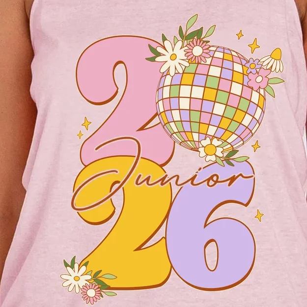 Cute Retro Junior 2026 Disco Ball Flowers Women's Knotted Racerback Tank