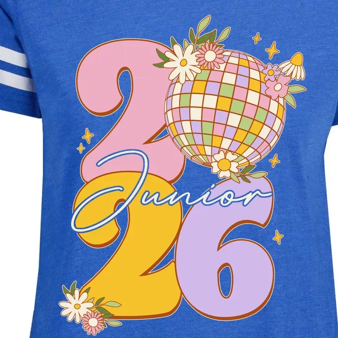 Cute Retro Junior 2026 Disco Ball Flowers Enza Ladies Jersey Football T-Shirt