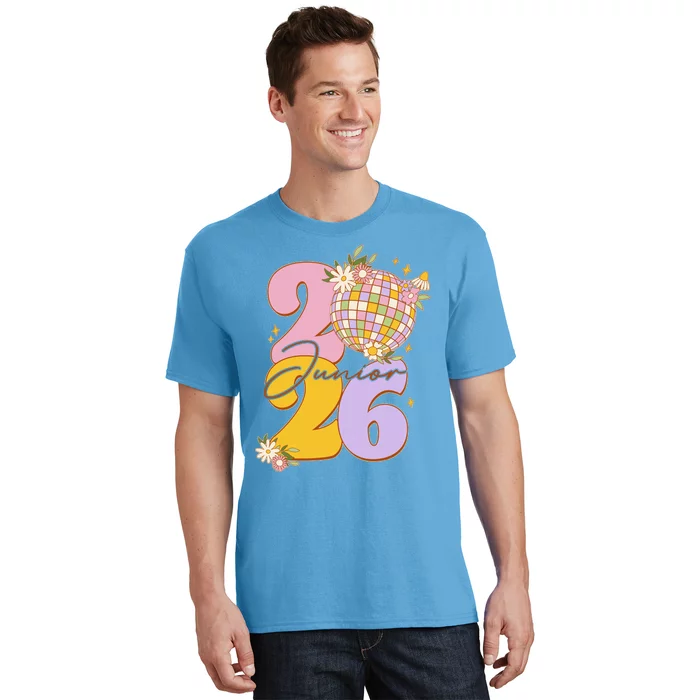 Cute Retro Junior 2026 Disco Ball Flowers T-Shirt