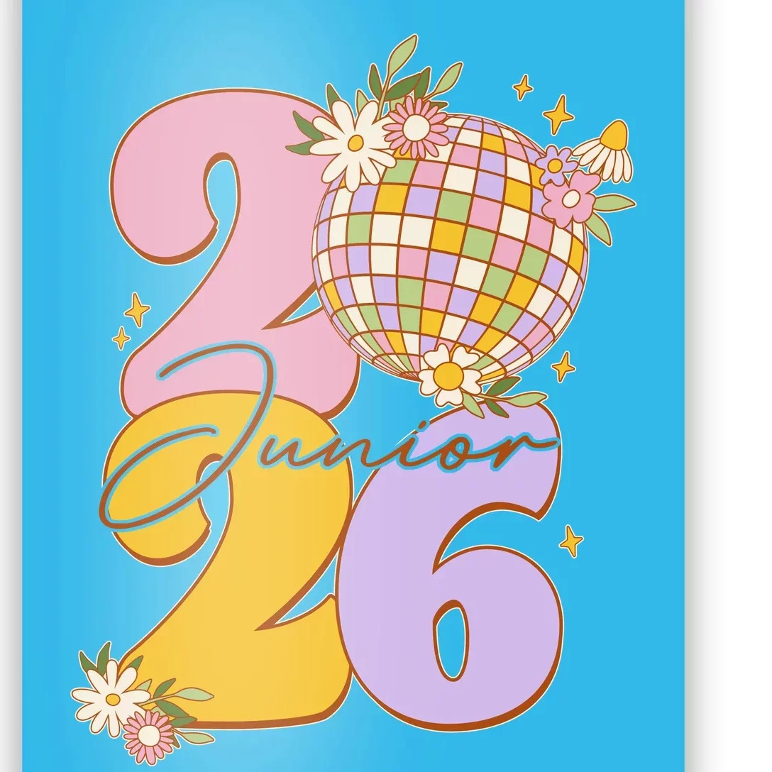 Cute Retro Junior 2026 Disco Ball Flowers Poster