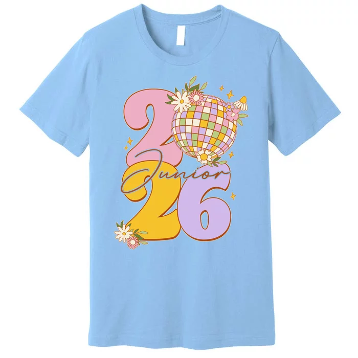 Cute Retro Junior 2026 Disco Ball Flowers Premium T-Shirt