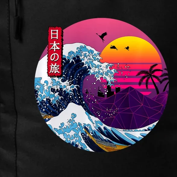 Cool Retro Japanese Sunset The Great Wave Off Kanagawa Daily Commute Backpack