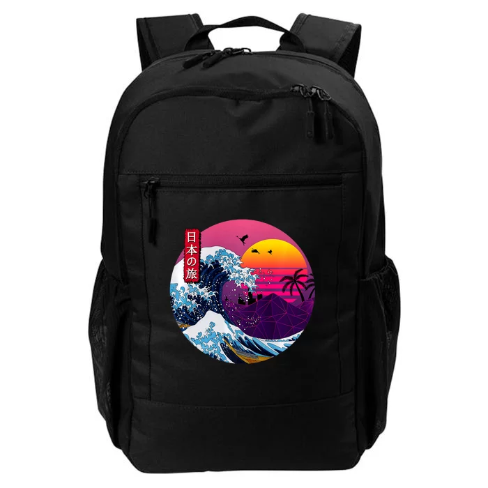 Cool Retro Japanese Sunset The Great Wave Off Kanagawa Daily Commute Backpack