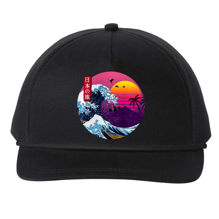 Cool Retro Japanese Sunset The Great Wave Off Kanagawa Snapback Five-Panel Rope Hat