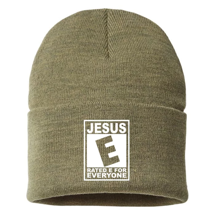 Cool Religious Jesus Rated E For Everyone Sustainable Knit Beanie