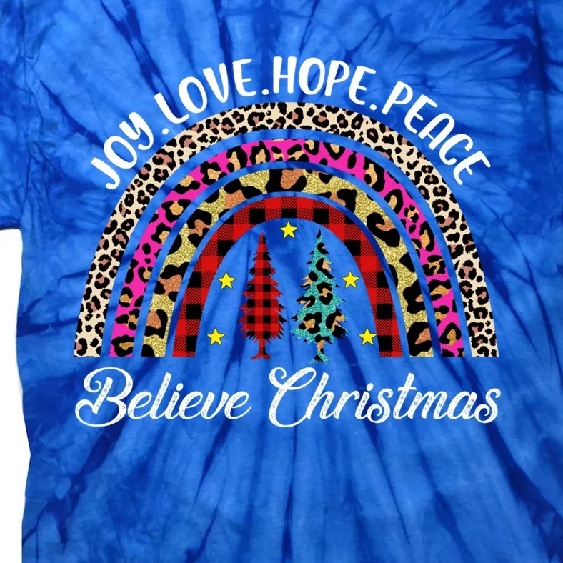 Christmas Rainbow Joy Love Hope Peace Believe Buffalo Plaid Gift Tie-Dye T-Shirt