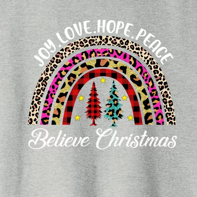 Christmas Rainbow Joy Love Hope Peace Believe Buffalo Plaid Gift Women's Crop Top Tee