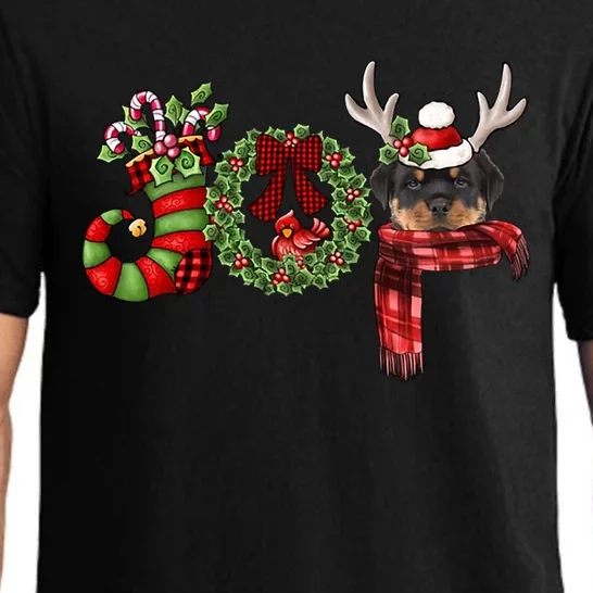 Christmas Rottweiler Joy Reindeer Xmas Funny Gift Pajama Set