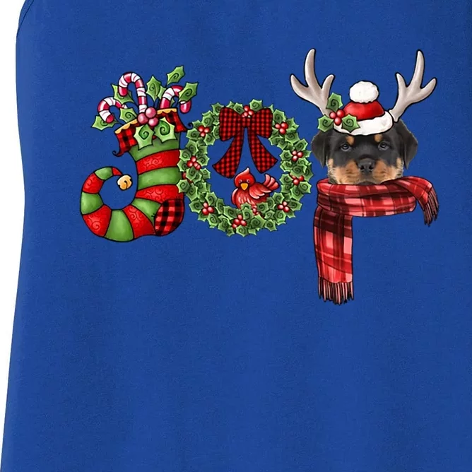 Christmas Rottweiler Joy Reindeer Xmas Funny Gift Women's Racerback Tank