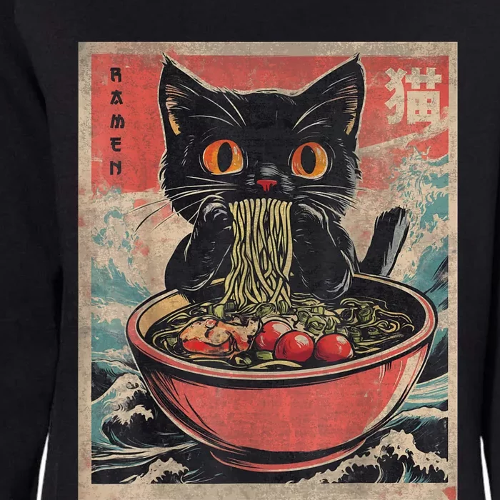 Cat Ramen Japanese Funny Graphic Tees Kawaii Cat Anime Gifts Womens California Wash Sweatshirt