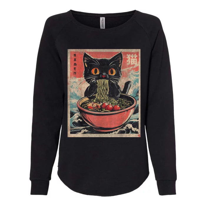 Cat Ramen Japanese Funny Graphic Tees Kawaii Cat Anime Gifts Womens California Wash Sweatshirt