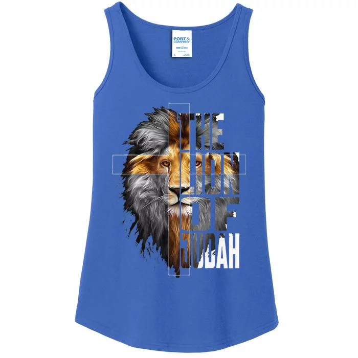 Christian Religious Jesus The Lion Of Judah Easter Yeshua Ladies Essential Tank