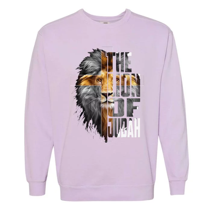 Christian Religious Jesus The Lion Of Judah Easter Yeshua Garment-Dyed Sweatshirt