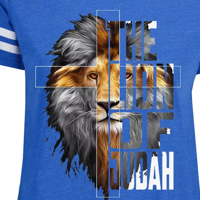 Christian Religious Jesus The Lion Of Judah Easter Yeshua Enza Ladies Jersey Football T-Shirt