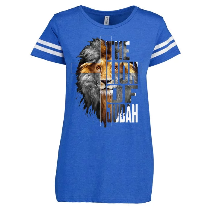 Christian Religious Jesus The Lion Of Judah Easter Yeshua Enza Ladies Jersey Football T-Shirt