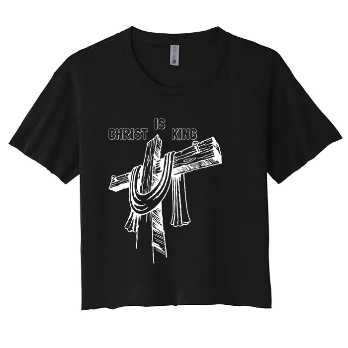 Christian Religious Jesus Christ Is King Women's Crop Top Tee