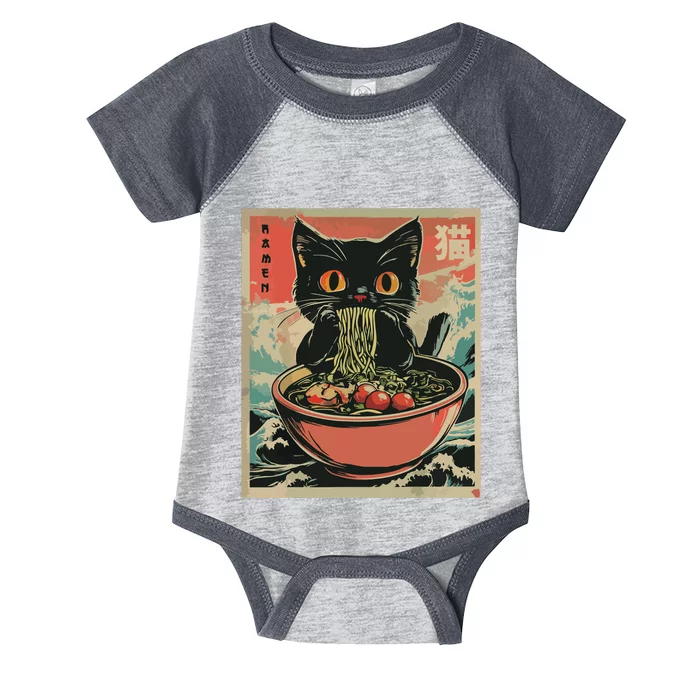 Cat Ramen Japanese Funny Graphic Tees Kawaii Cat Anime Gifts Infant Baby Jersey Bodysuit